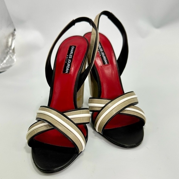 Charles Jourdan Paris tan slingback chunky heel size 9 - Picture 1 of 15